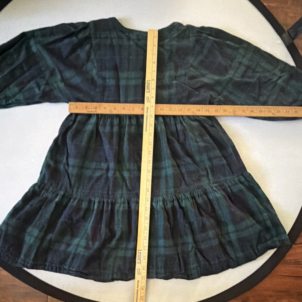 Old Navy Girls L 10/12 Blackwatch Tartan Plaid Blue Tiered Dress Long Sleeve - Picture 7 of 11